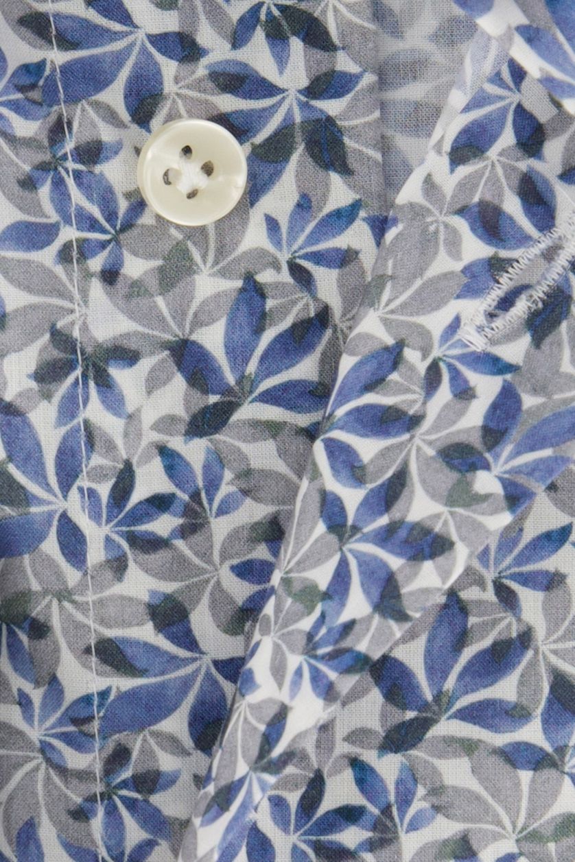 Blauw geprint Thomas Maine casual overhemd normale fit katoen