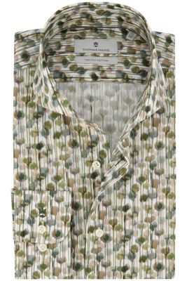 Thomas Maine Thomas Maine overhemd mouwlengte 7 normale fit groen geprint katoen
