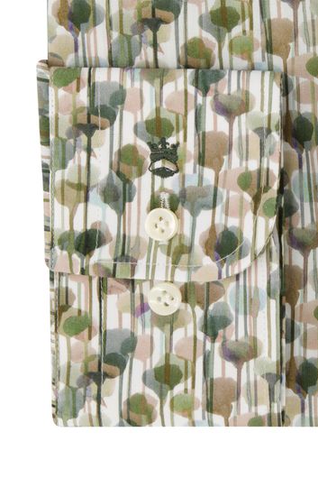 Thomas Maine overhemd normale fit groen geprint katoen mouwlengte 7