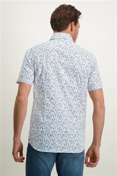 State of Art geprint overhemd wijde fit wit blauw