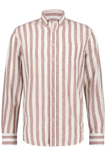 State of Art gestreept overhemd roze wit linnen
