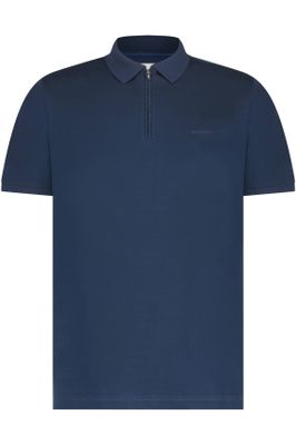 State of Art State of Art polo wijde fit donkerblauw effen katoen rits