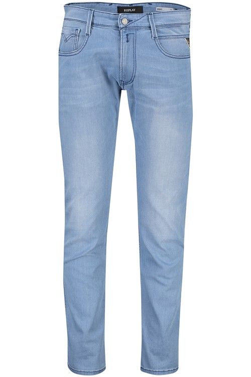 Replay jeans blauw effen denim 5-pocket model