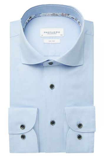 Profuomo business overhemd slim fit lichtblauw effen katoen strijkvrij