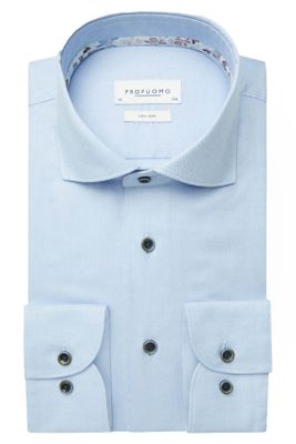 Profuomo Profuomo overhemd slim fit lichtblauw effen katoen strijkvrij