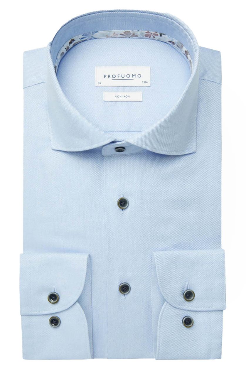 Profuomo overhemd slim fit lichtblauw effen katoen strijkvrij