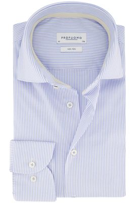 Profuomo Profuomo business overhemd slim fit lichtblauw wit gestreept katoen