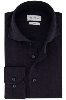 Profuomo Profuomo business overhemd slim fit zwart effen 100% linnen