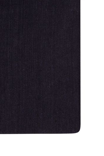 Profuomo business overhemd slim fit zwart effen linnen cutaway boord