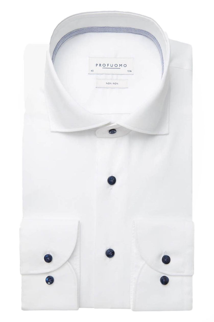 Profuomo overhemd slim fit 100% katoen wit mouwlengte 7