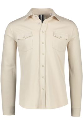 Profuomo Profuomo vest overshirt beige effen katoen met stretch