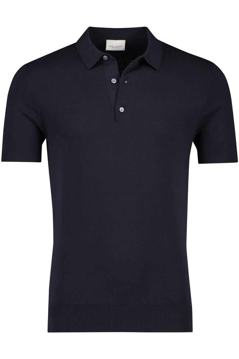Profuomo polo normale fit donkerblauw effen katoen 3 knoops