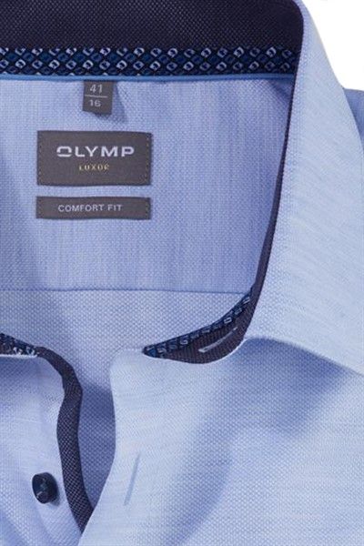 Olymp Luxor business overhemd wijde fit lichtblauw effen katoen