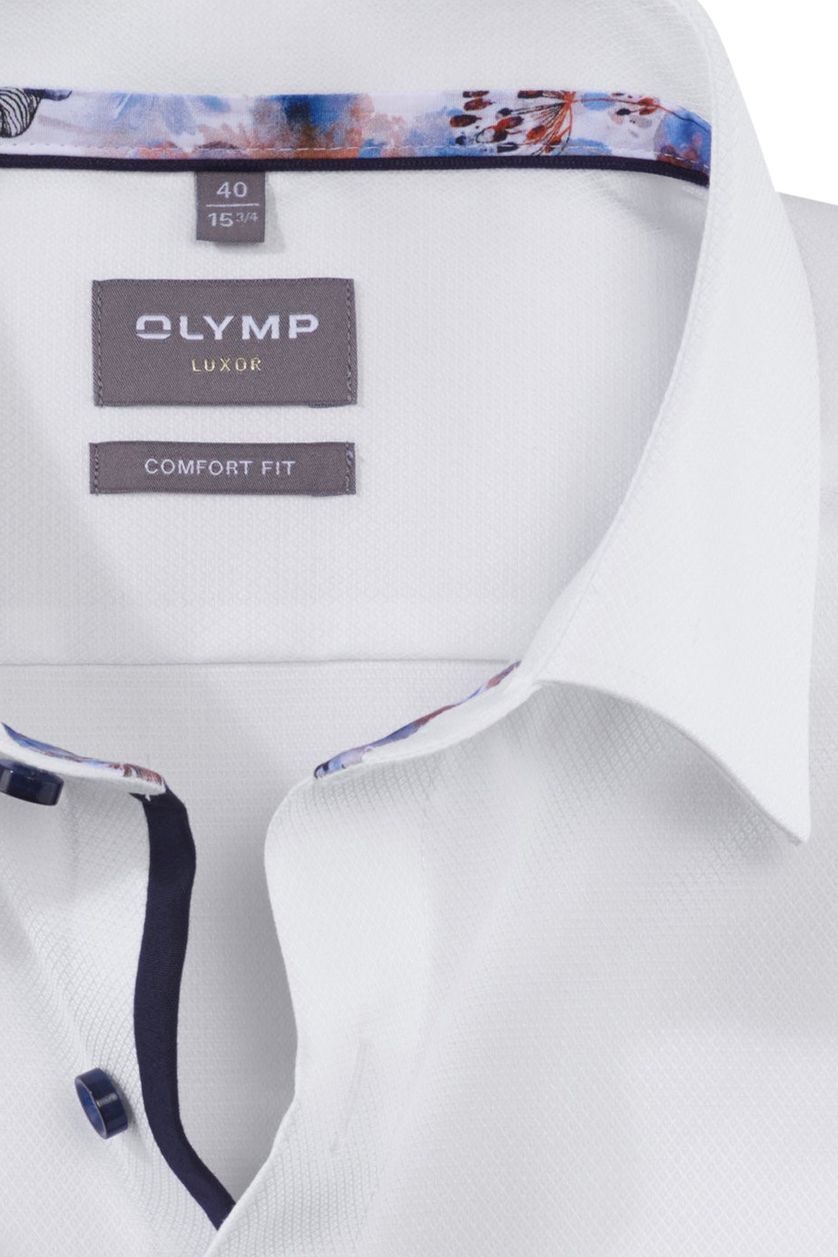 Olymp Luxor overhemd korte mouw comfort fit wit effen katoen