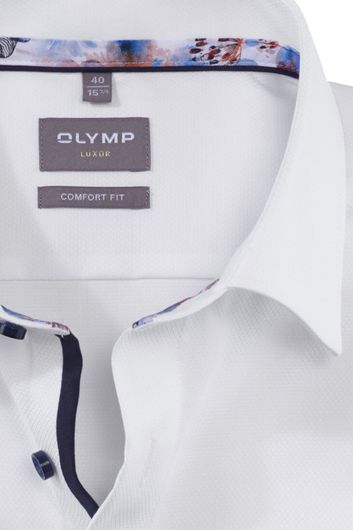 Olymp overhemd korte mouw Luxor wijde fit wit effen katoen