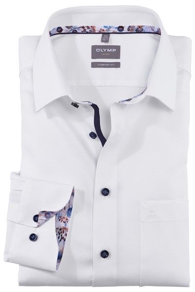 Olymp Luxor Comfort Fit business overhemd wijde fit wit effen katoen