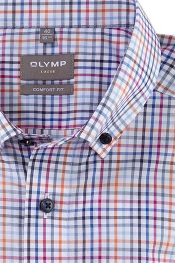 Olymp Luxor overhemd wijde fit multicolor geruit katoen
