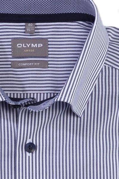 Olymp Luxor Comfort Fit overhemd blauw wit gestreept katoen button-under