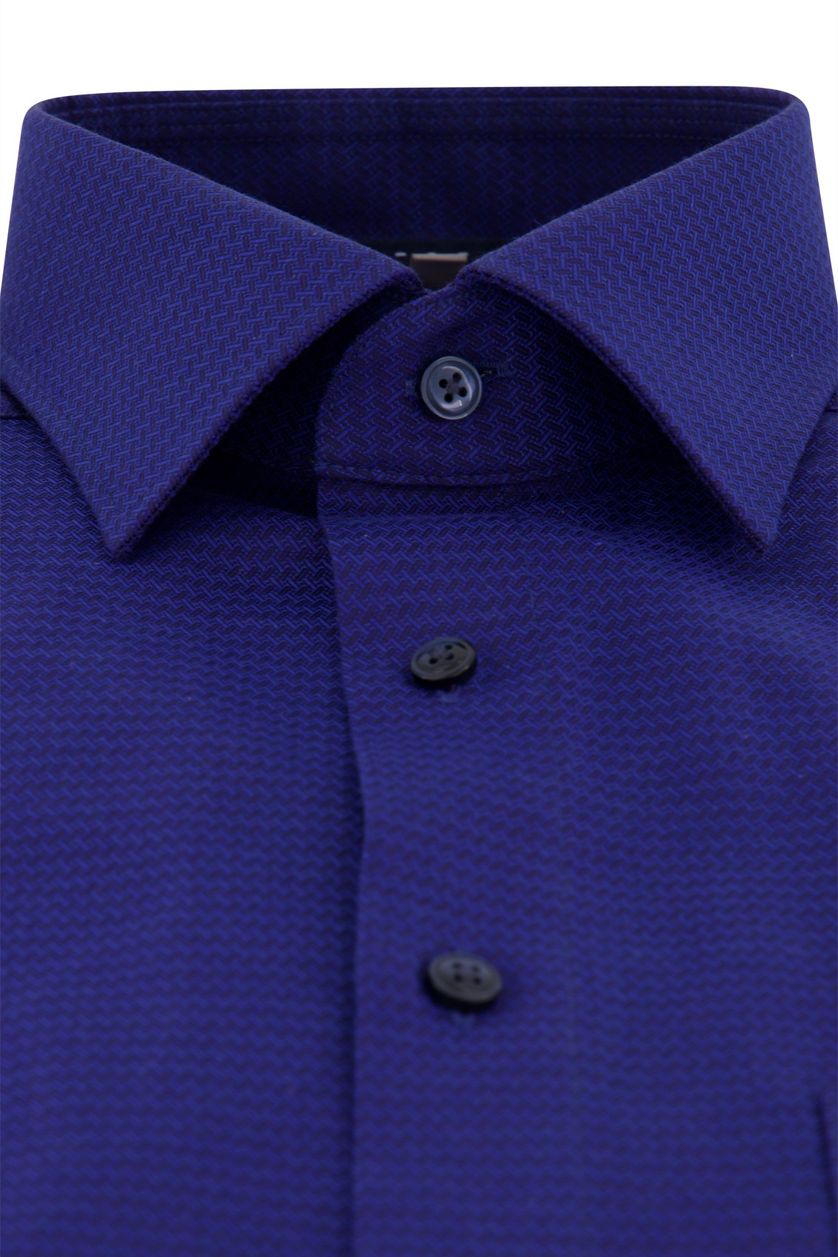 Olymp overhemd korte mouw Luxor Comfort Fit normale fit blauw gestreept katoen 100%