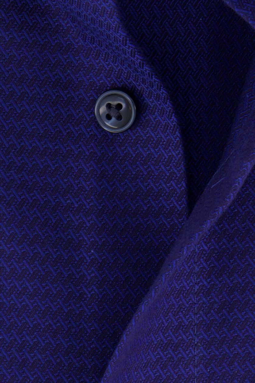 Olymp overhemd korte mouw Luxor Comfort Fit normale fit blauw gestreept katoen 100%