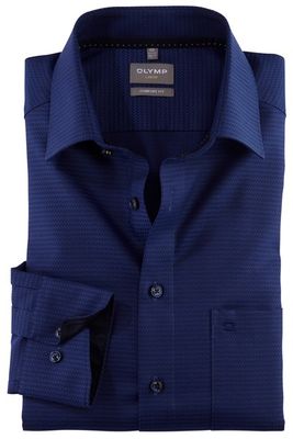 Olymp Olymp Luxor Comfort Fit overhemd donkerblauw geprint katoen