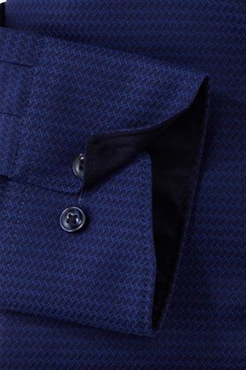 Olymp Luxor Comfort Fit overhemd donkerblauw geprint katoen