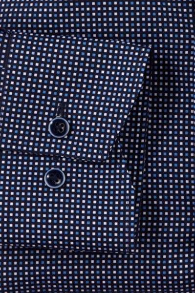 Olymp Luxor comfort fit overhemd mouwlengte 7 donkerblauw geprint katoen