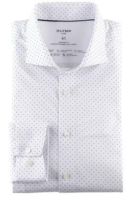 Olymp Olymp 24/Seven overhemd mouwlengte 7 normale fit wit geprint katoen