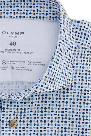 Olymp Luxor 24/Seven overhemd normale fit blauw geprint katoen