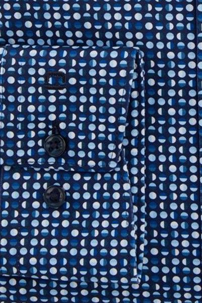 Olymp overhemd mouwlengte 7 Luxor 24/Seven normale fit donkerblauw geprint katoen