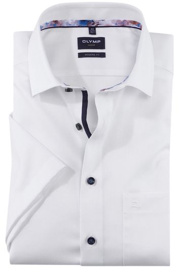 Olymp Luxor Modern Fit overhemd korte mouw normale fit wit effen katoen