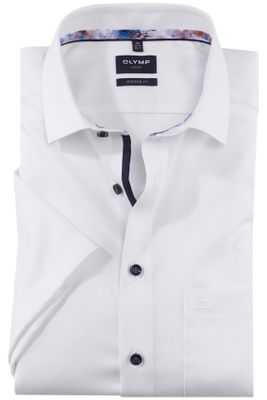 Olymp Olymp Luxor Modern Fit overhemd korte mouw normale fit wit effen katoen