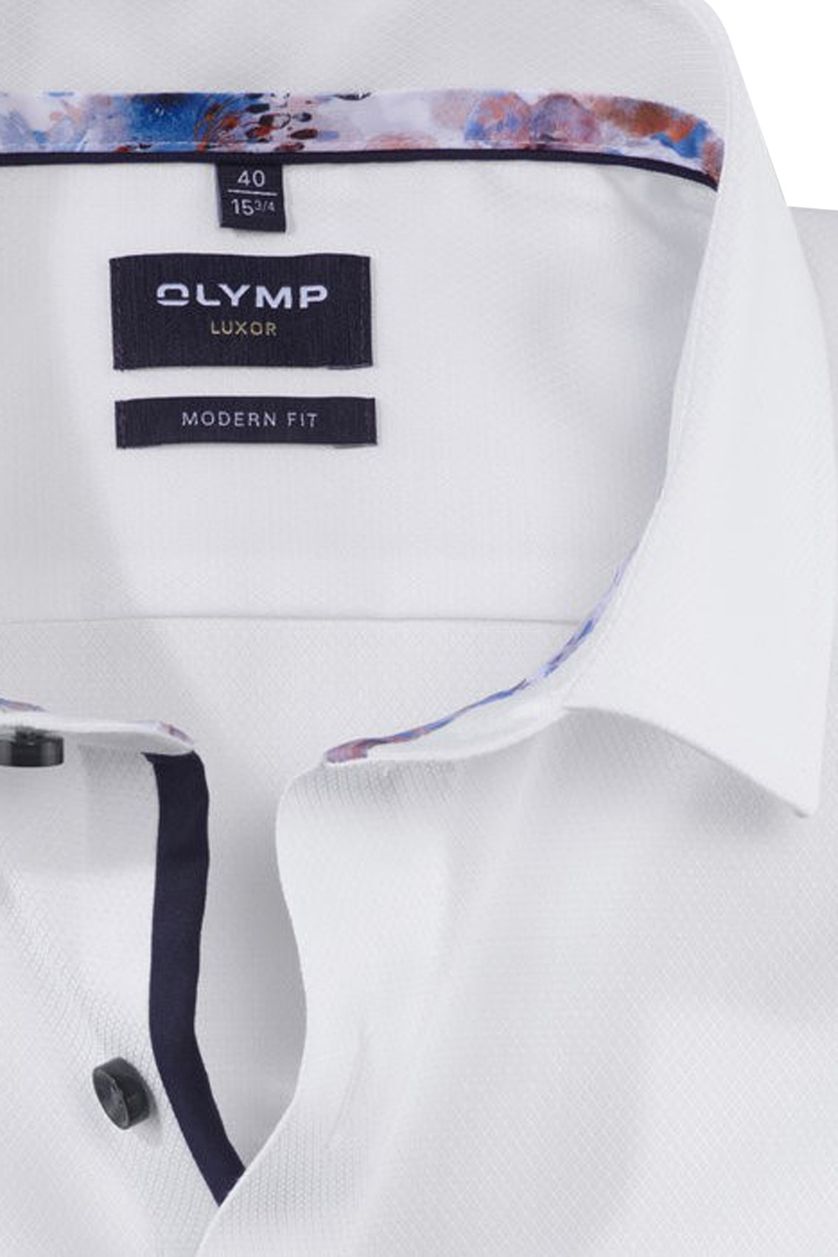 Olymp overhemd korte mouw Luxor normale fit wit effen katoen