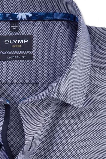 Olymp Luxor Modern Fit business overhemd normale fit blauw geprint katoen