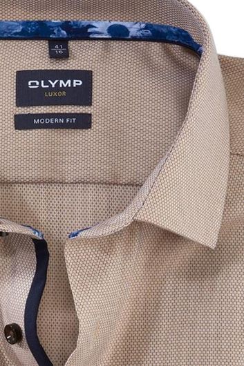 Olymp Luxor Modern Fit business overhemd bruin effen katoen