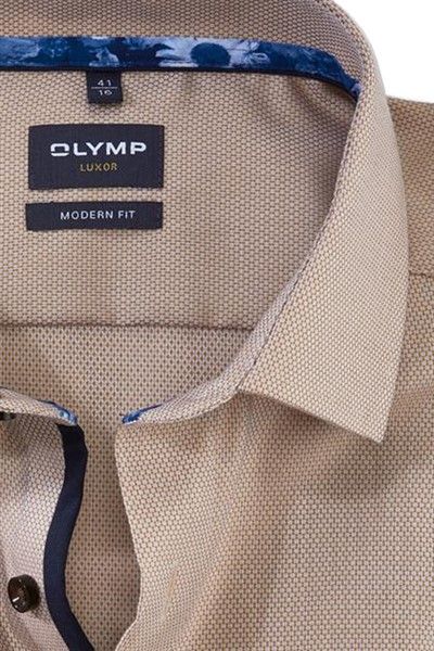 Olymp Luxor overhemd normale fit bruin effen katoen