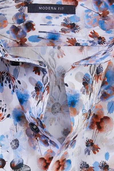 Olymp casual overhemd normale fit bloemen geprint katoen