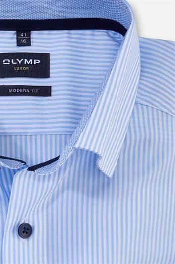 Olymp Luxor business overhemd normale fit lichtblauw gestreept katoen