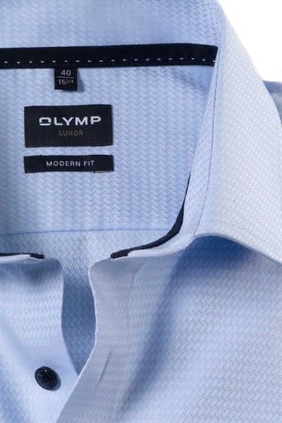 Olymp overhemd Luxor Modern Fit normale fit lichtblauw effen structuur katoen