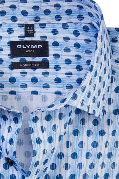 Olymp Luxor Modern Fit overhemd normale fit blauw geprint 100% katoen