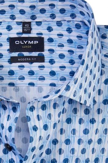 Olymp Luxor overhemd normale fit blauw stippen