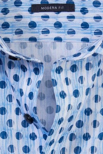 Olymp Luxor Modern Fit overhemd normale fit blauw geprint 100% katoen