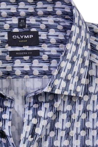 Olymp Luxor Modern Fit overhemd normale fit blauw geprint katoen