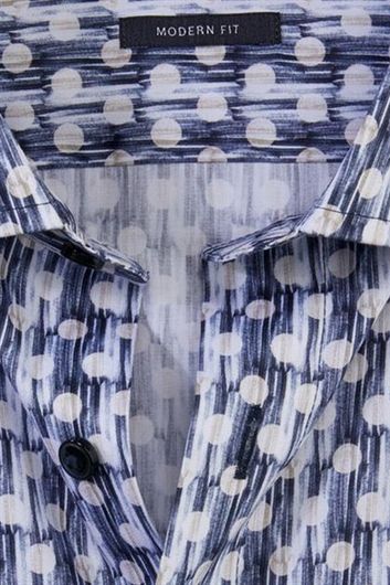 Olymp overhemd donkerblauw met stippen