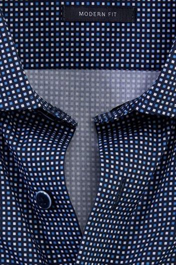 Olymp overhemd donkerblauw geprint modern