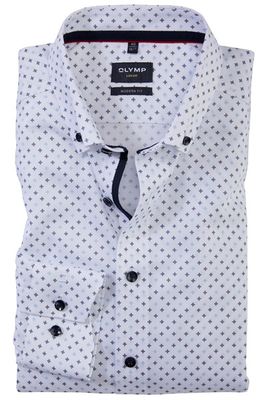 Olymp Olymp Luxor overhemd normale fit wit geprint katoen button-down