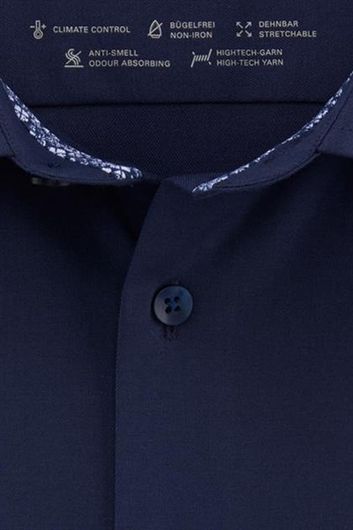 Olymp business overhemd Luxor 24/Seven Modern Fit donkerblauw effen katoen