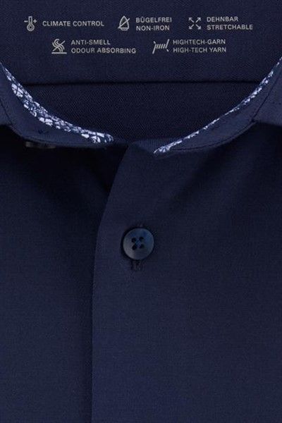 Olymp Luxor 24/Seven overhemd normale fit donkerblauw effen katoen