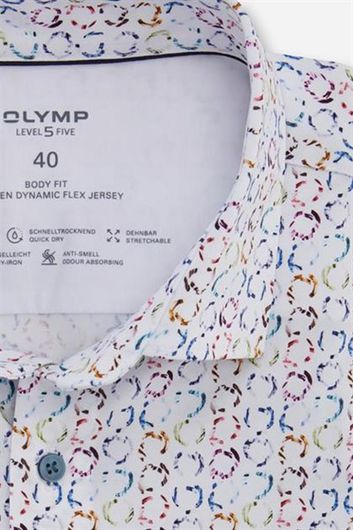 Olymp Level Five overhemd extra slim fit wit geprint katoen