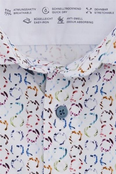 Olymp overhemd mouwlengte 7 Level Five body fit wit geprint katoen